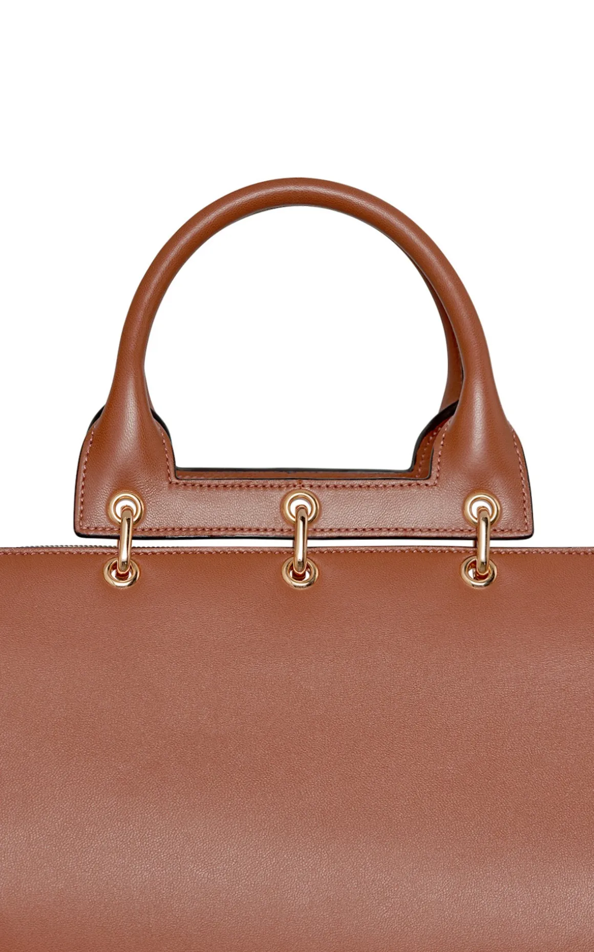 Large Amethyst Tote Bag in Cognac Nappa Leather
