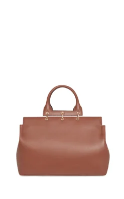Large Amethyst Tote Bag in Cognac Nappa Leather