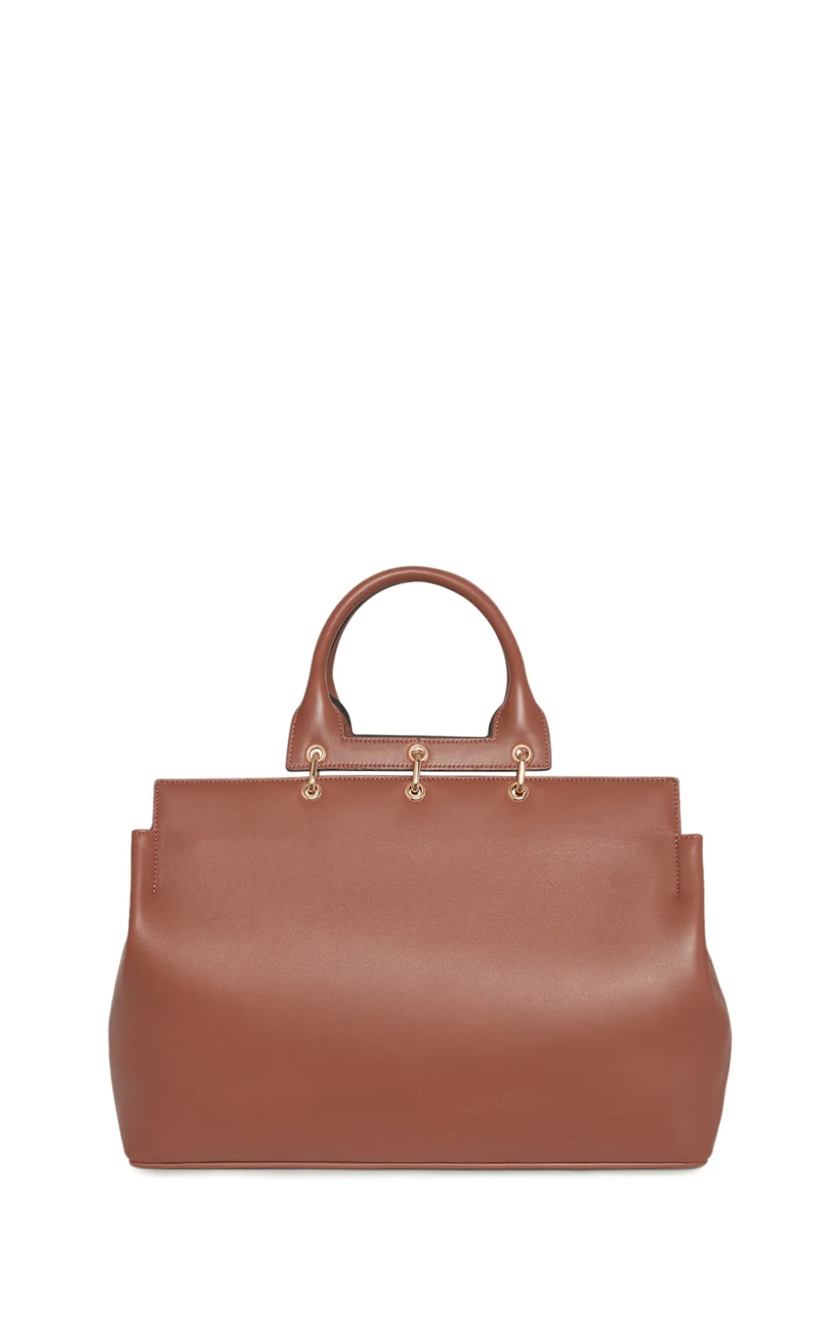 Large Amethyst Tote Bag in Cognac Nappa Leather