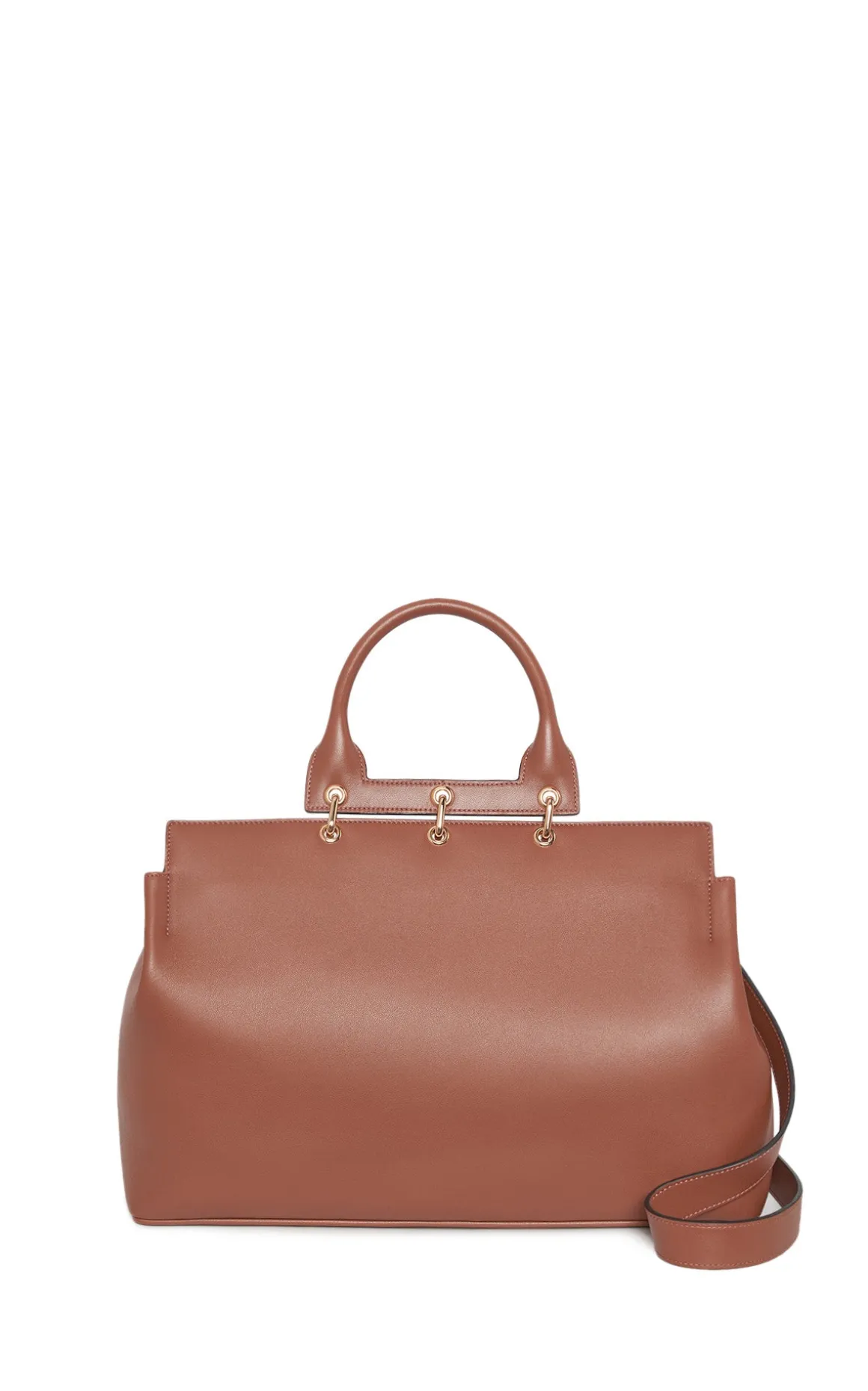 Large Amethyst Tote Bag in Cognac Nappa Leather