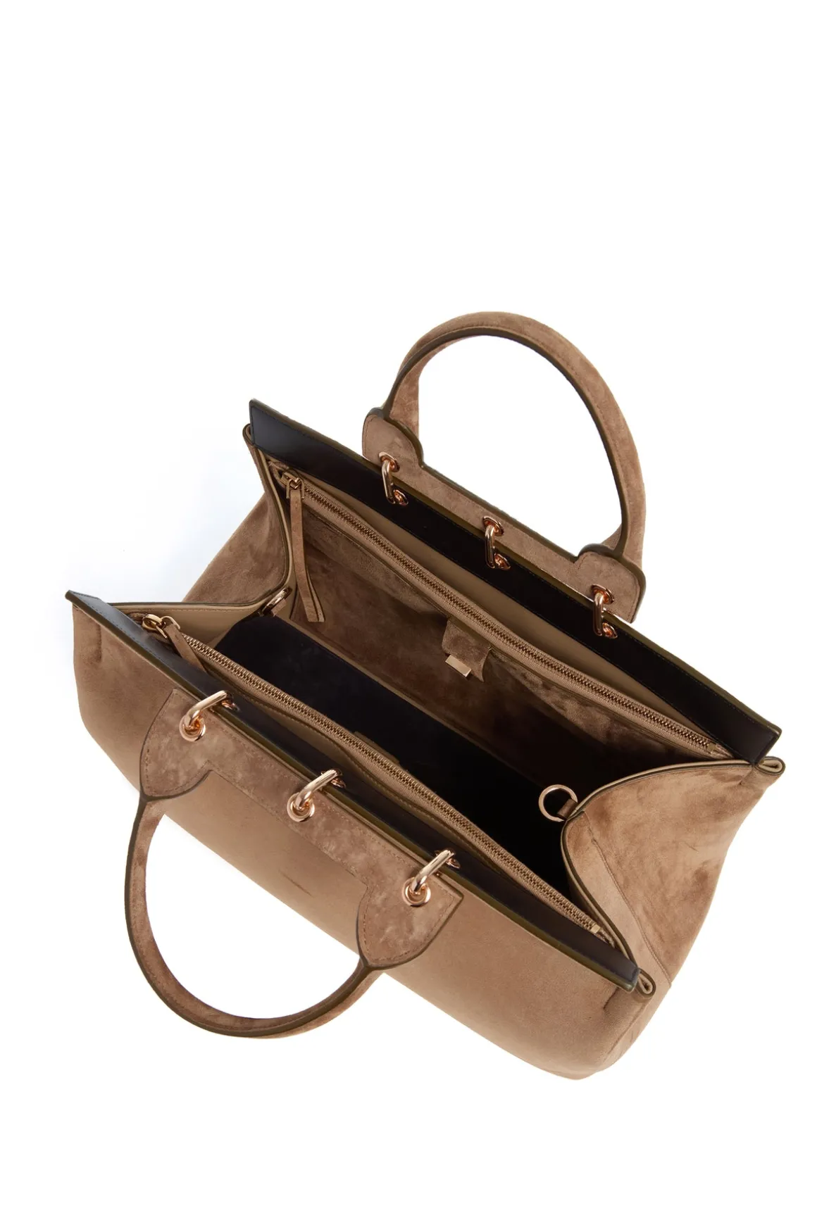 Large Amethyst Tote Bag in Dark Sand Suede