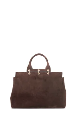 Large Amethyst Tote Bag in Dark Brown Suede