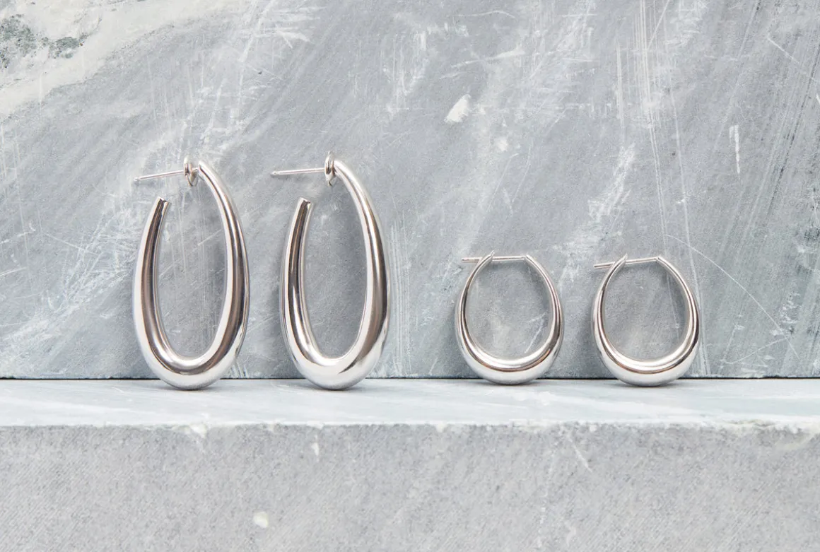 Large Drop Earrings in 18K White Gold