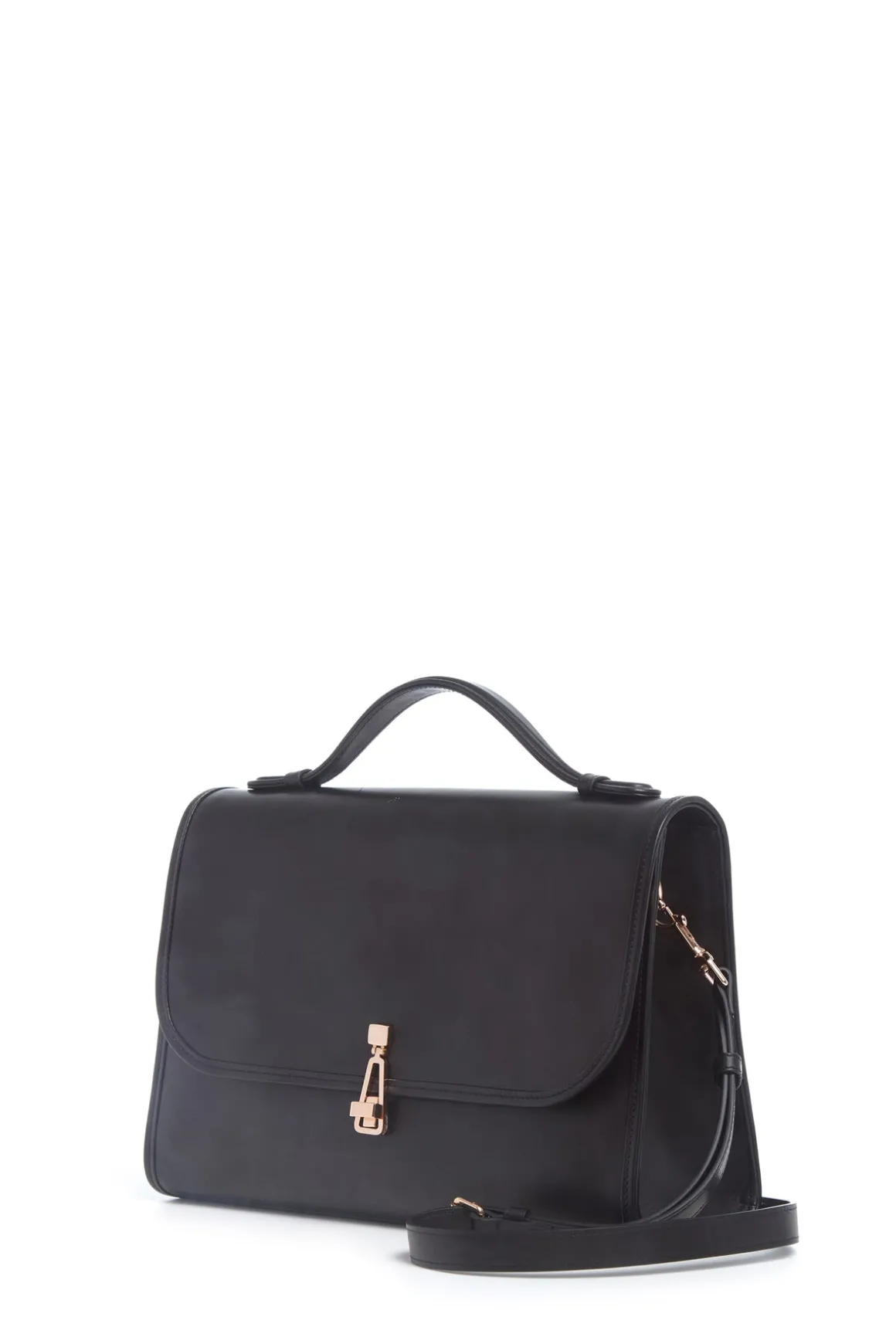 Large Leonora Flap Bag in Black Leather