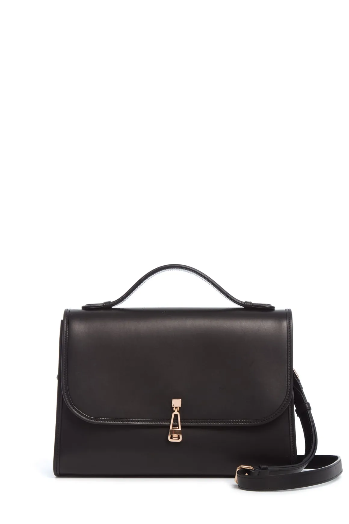 Large Leonora Flap Bag in Black Leather