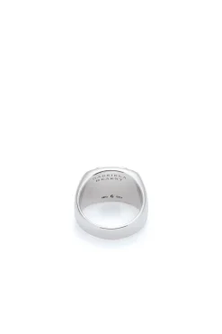 Large Ring in 18K White Gold & Pink Marble Stone