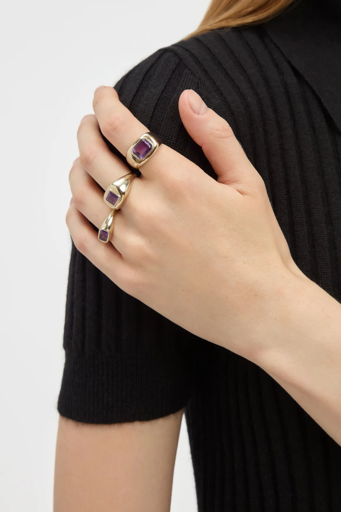 Large Ring in 18K Yellow Gold & Amethyst Stone