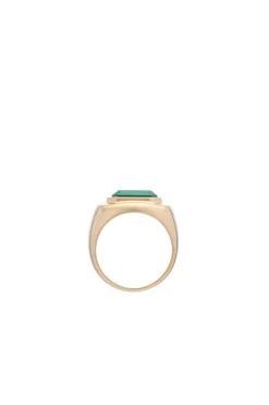 Large Ring in 18K Yellow Gold & Malachite Stone