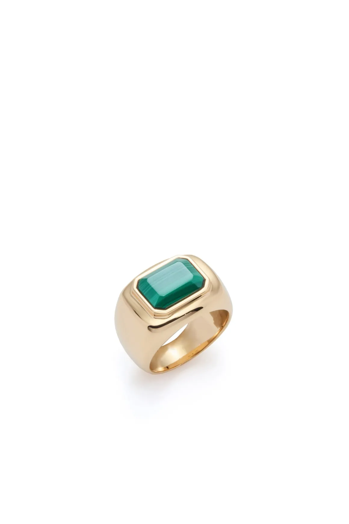 Large Ring in 18K Yellow Gold & Malachite Stone