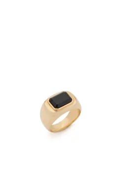 Large Ring in 18K Yellow Gold & Onyx