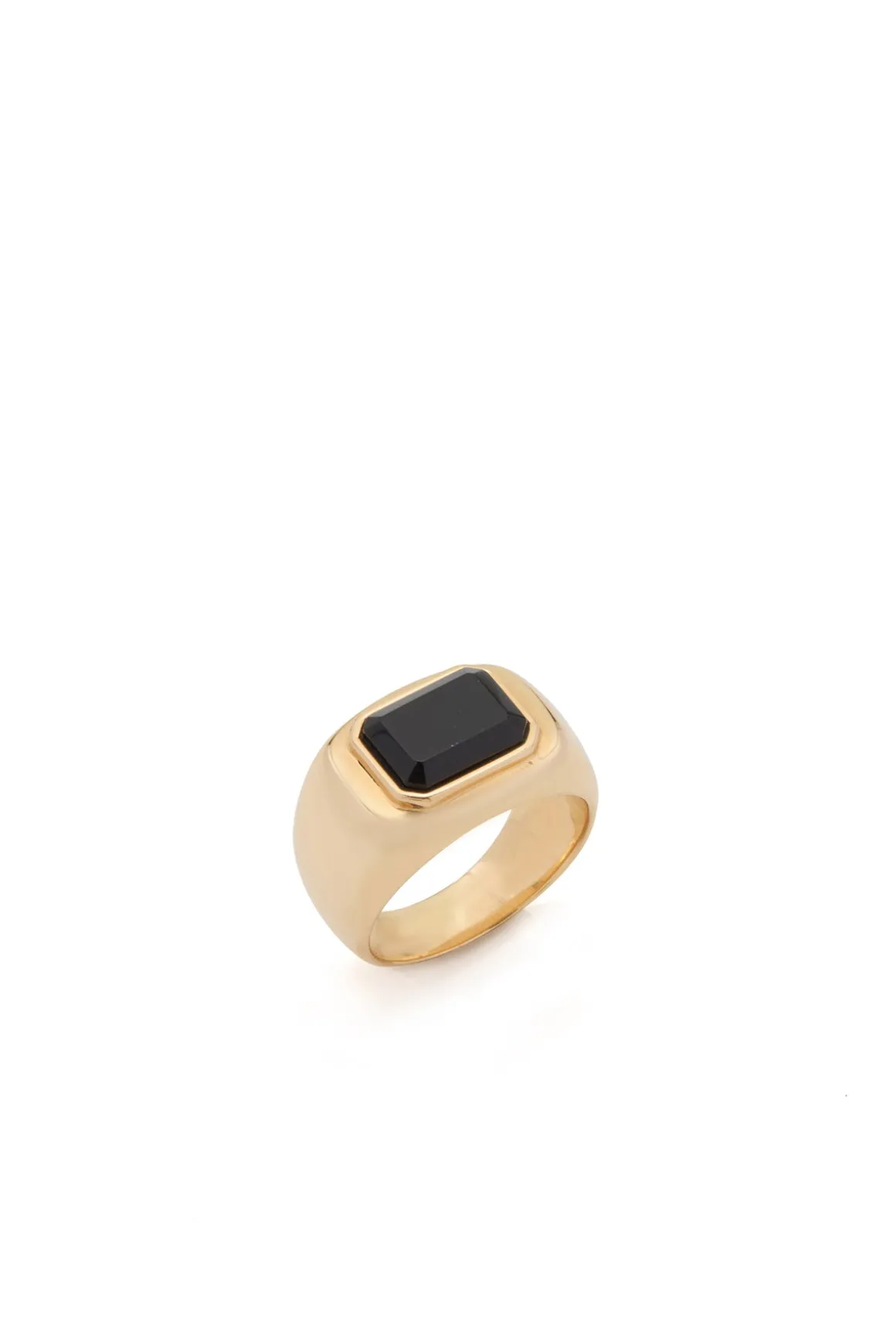 Large Ring in 18K Yellow Gold & Onyx