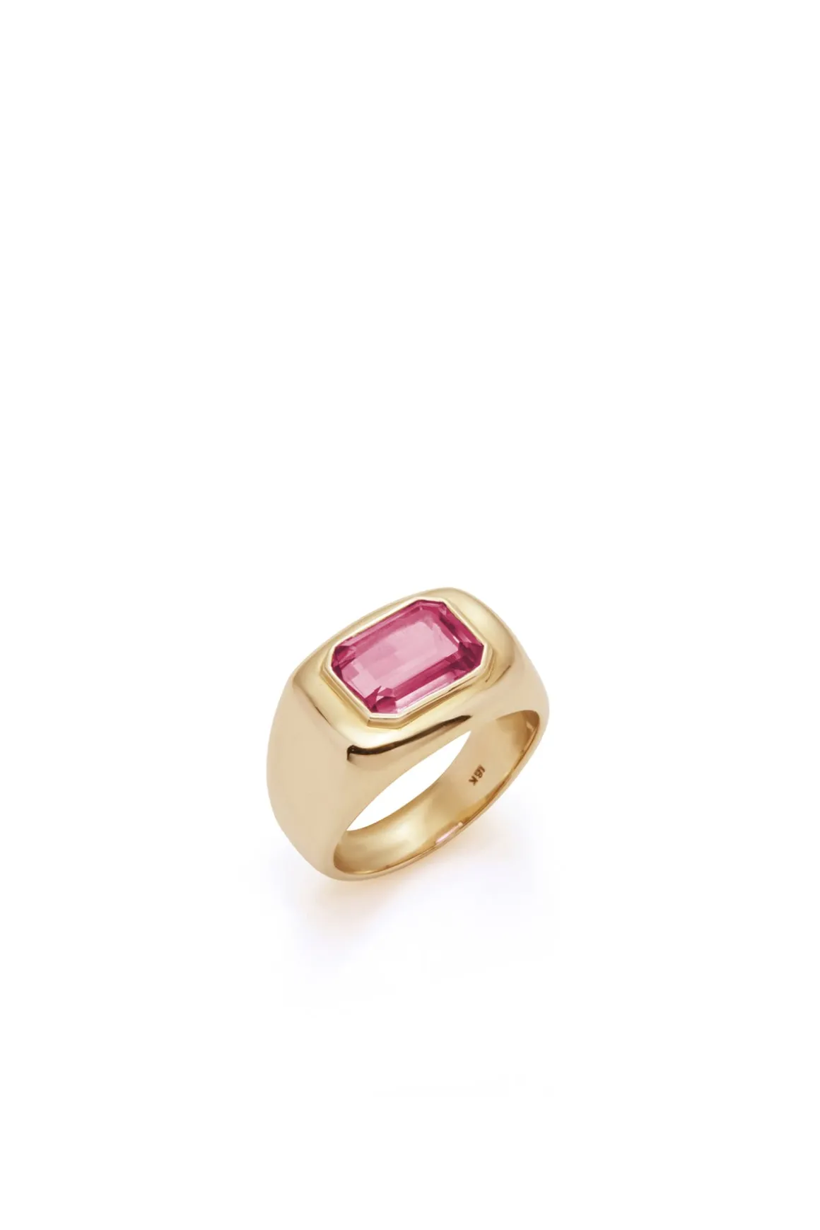 Large Ring in 18K Yellow Gold & Tourmaline Stone