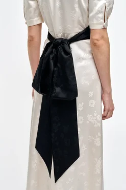 Larkin Maxi Dress in Ivory & Black Embroidered Silk