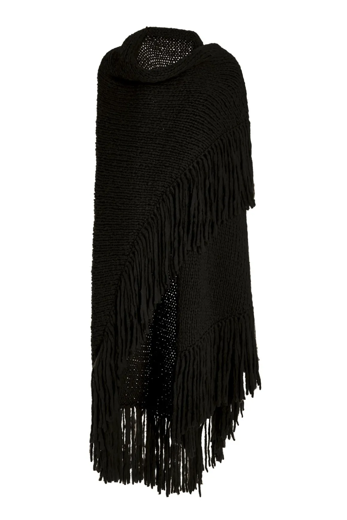 Lauren Knit Wrap in Black Welfat Cashmere