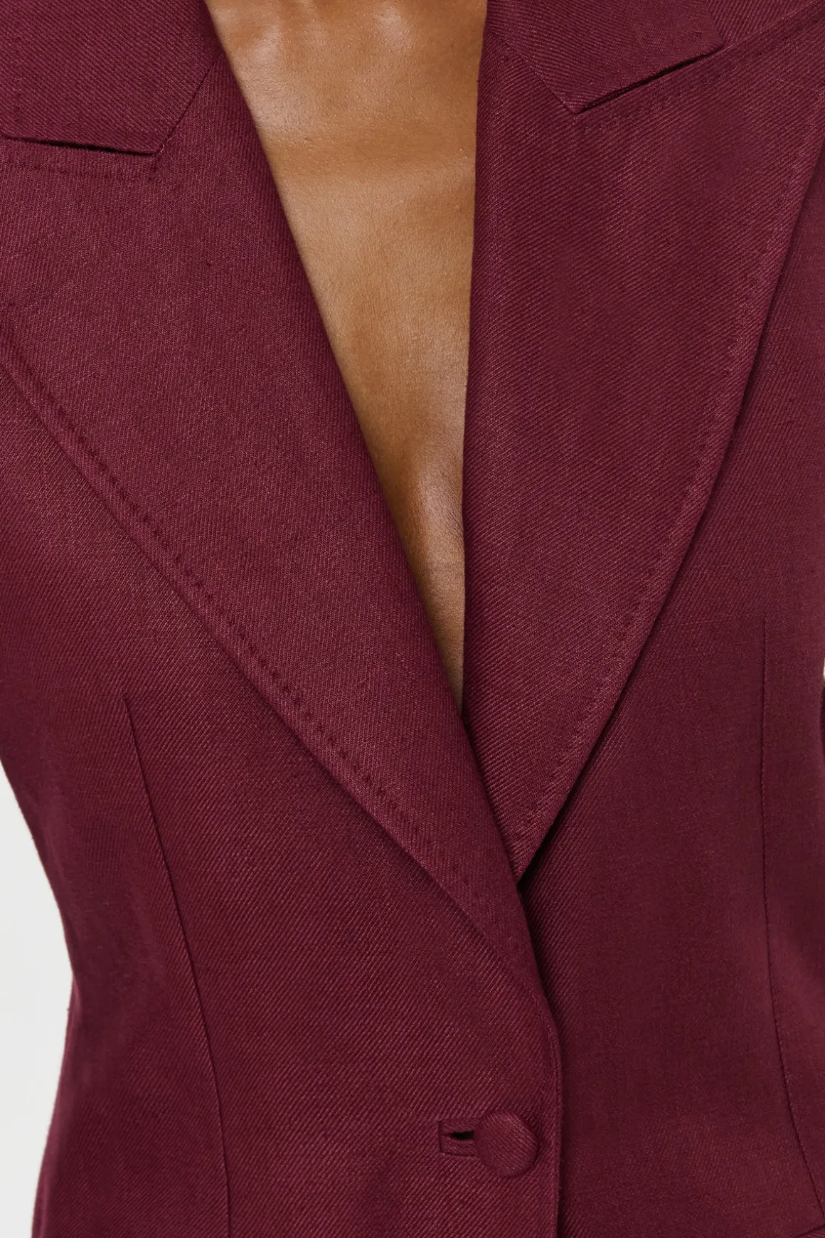 Leiva Blazer in Bordeaux Linen Twill