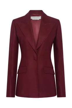 Leiva Blazer in Bordeaux Linen Twill