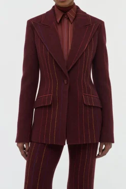 Leiva Blazer in Burnt Sienna Multi Pinstripe Wool Cashmere