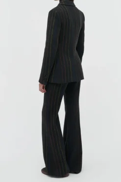 Leiva Blazer in Charcoal Multi Pinstripe Wool Cashmere