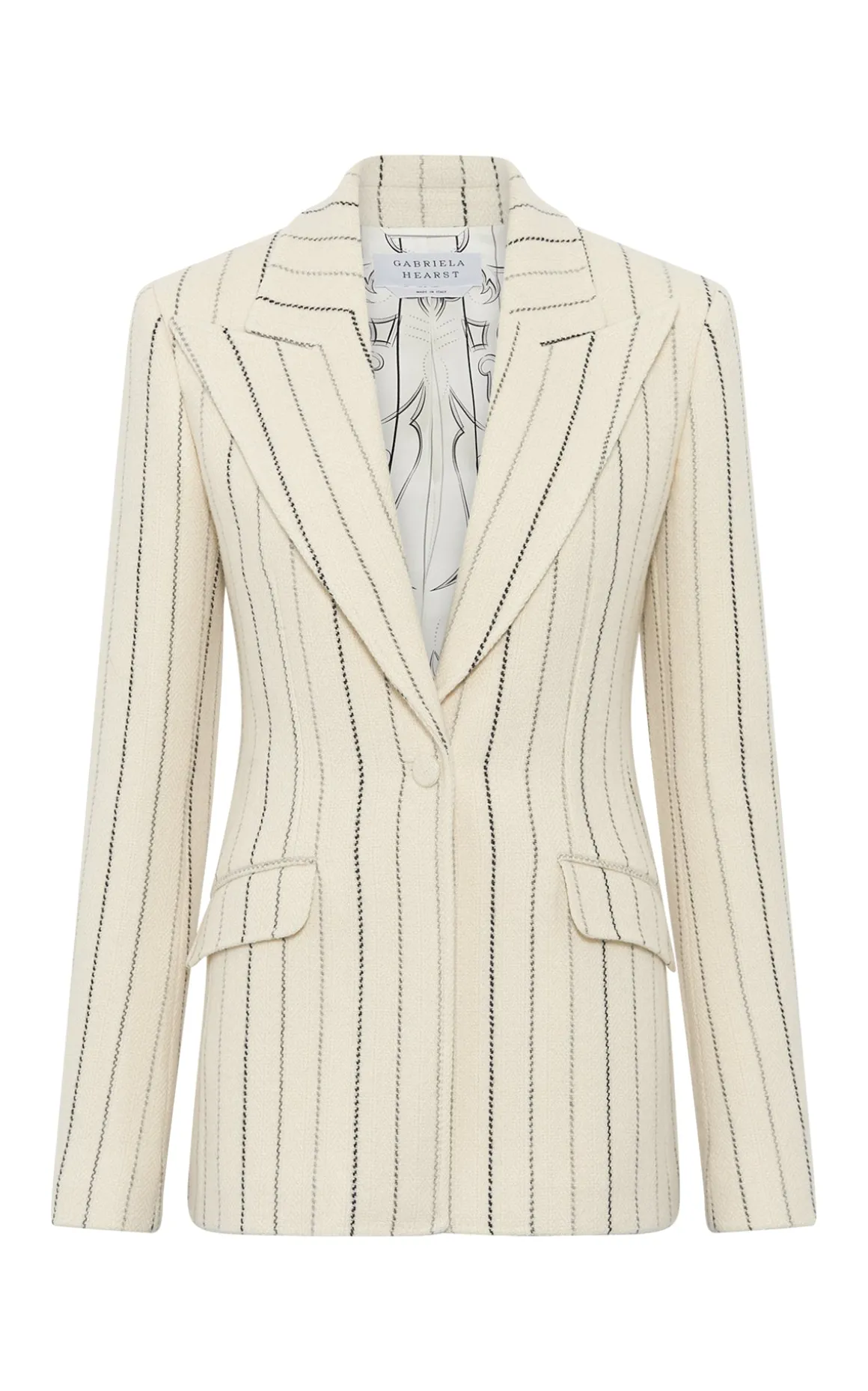 Leiva Blazer in Ivory Multi Pinstripe Wool Cashmere