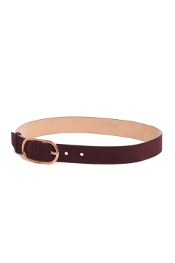 Link Buckle Belt in Bordeaux Suede