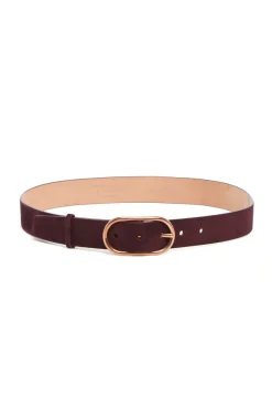 Link Buckle Belt in Bordeaux Suede