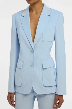 Louisa Blazer in Light Blue Sea Island Cotton Corduroy