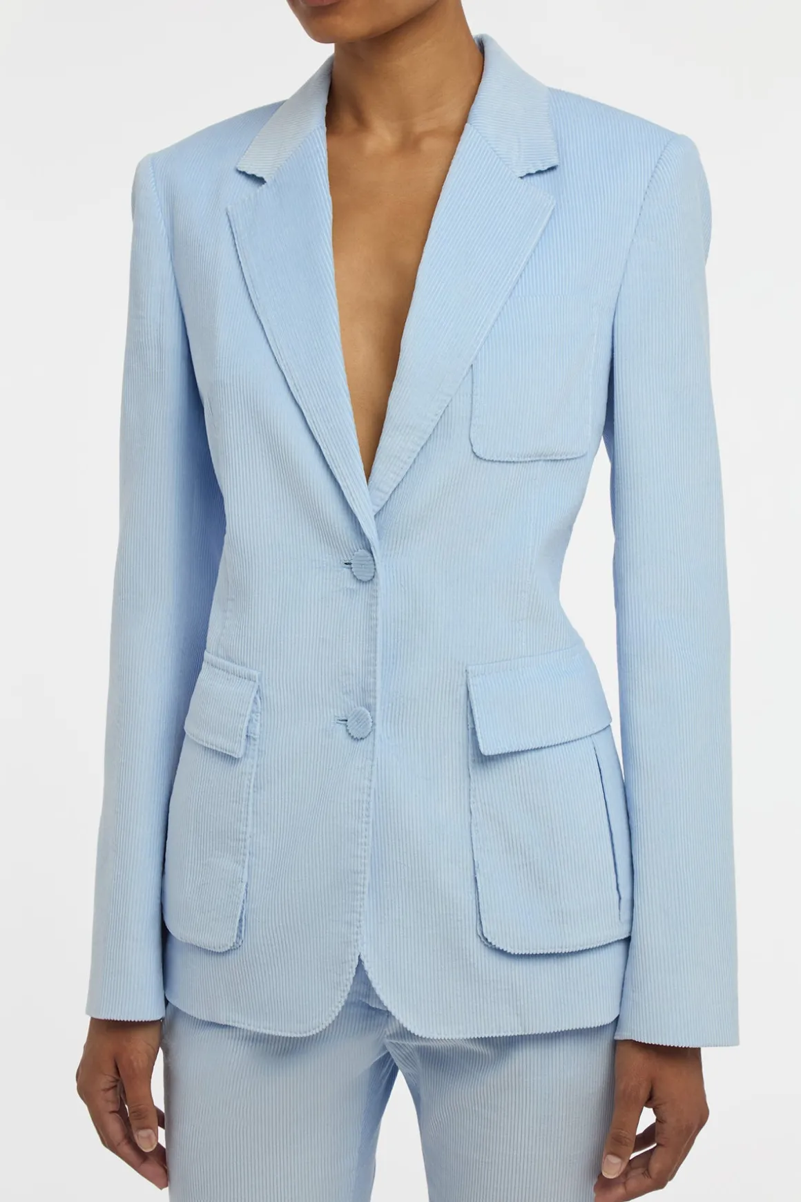 Louisa Blazer in Light Blue Sea Island Cotton Corduroy