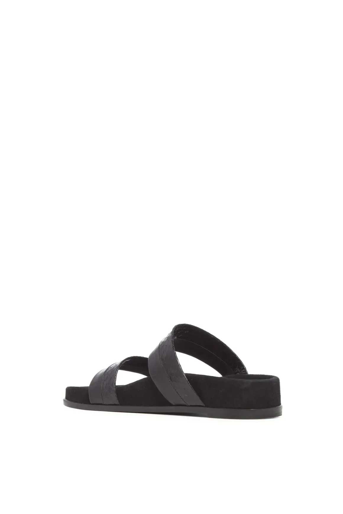 Low Striker Flat Sandal in Black Snakeskin & Nappa Leather