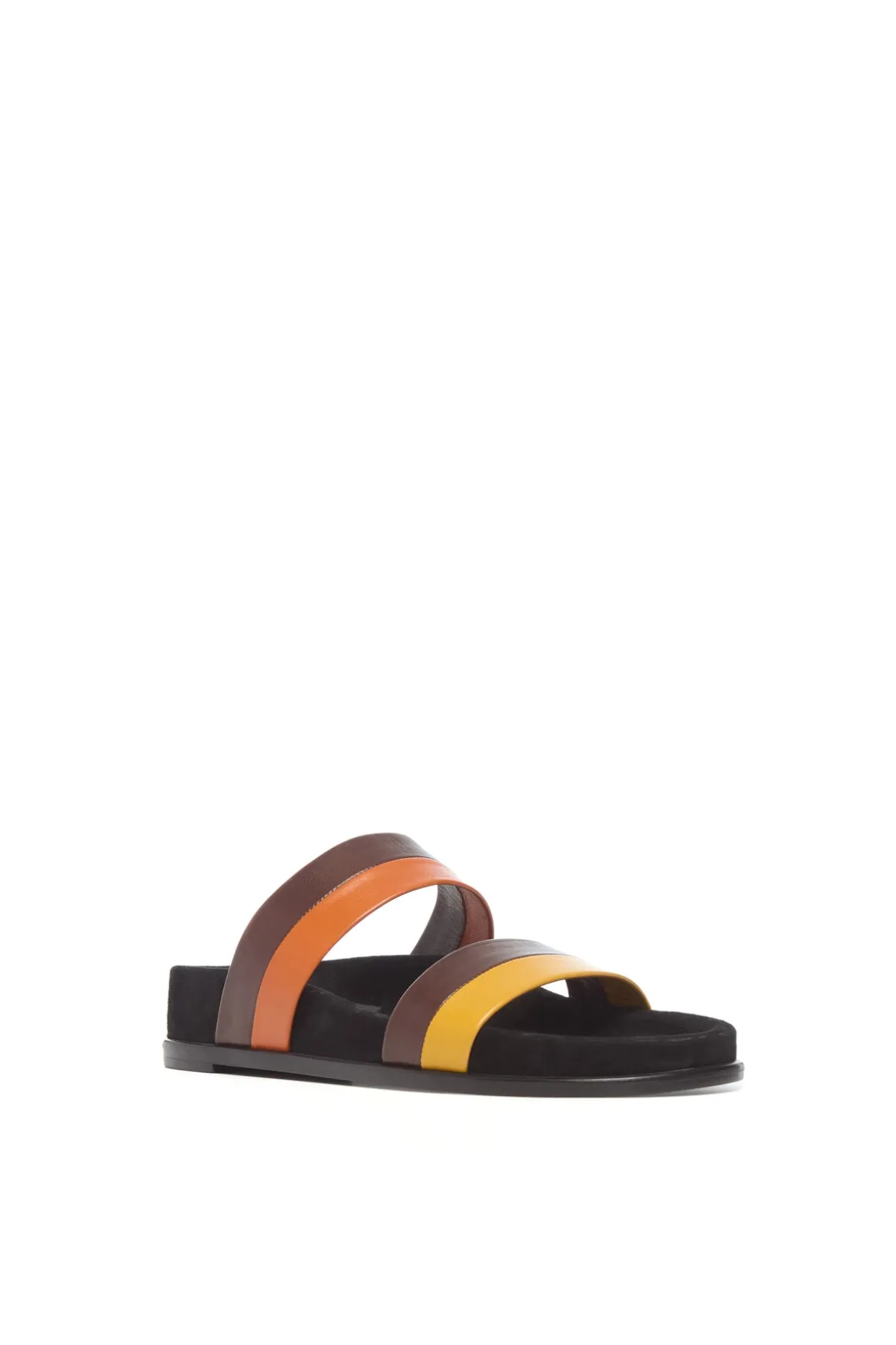 Low Striker Flat Sandal in Burnt Sienna Multi Leather