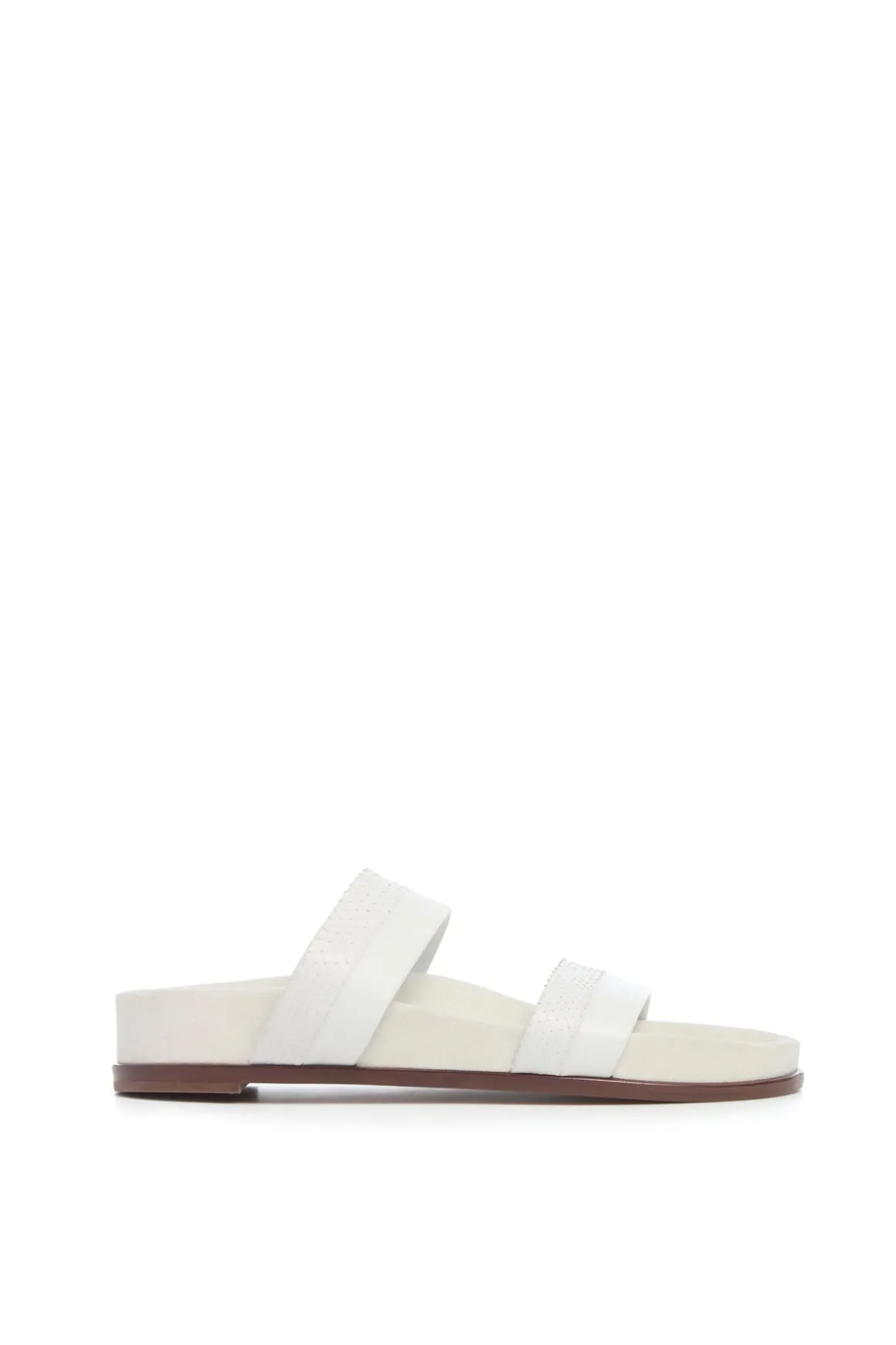 Low Striker Flat Sandal in Ivory Snakeskin & Nappa Leather