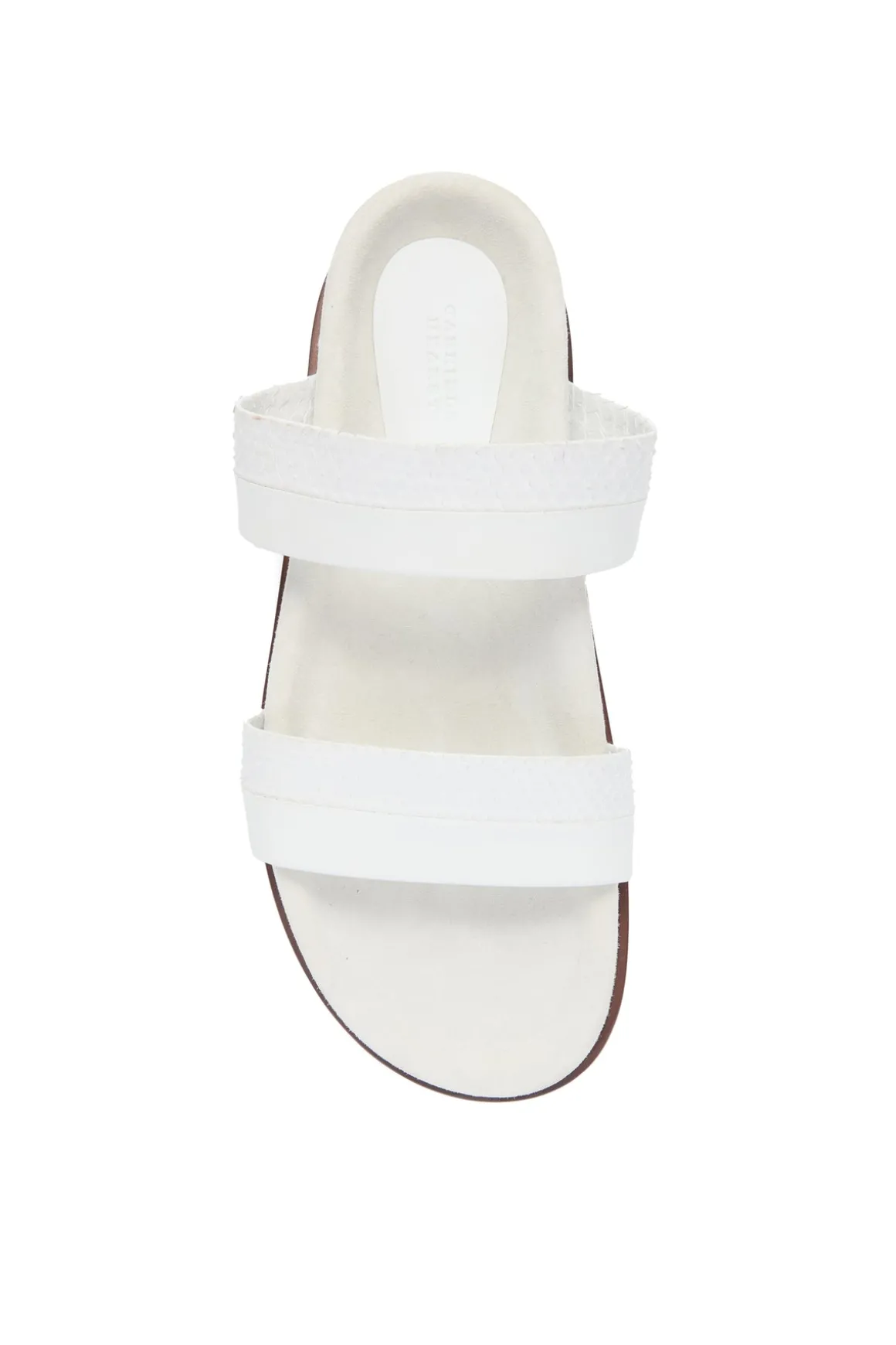 Low Striker Flat Sandal in Ivory Snakeskin & Nappa Leather