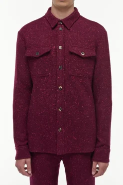 Lucas Overshirt in Bordeaux Speckled Cashmere