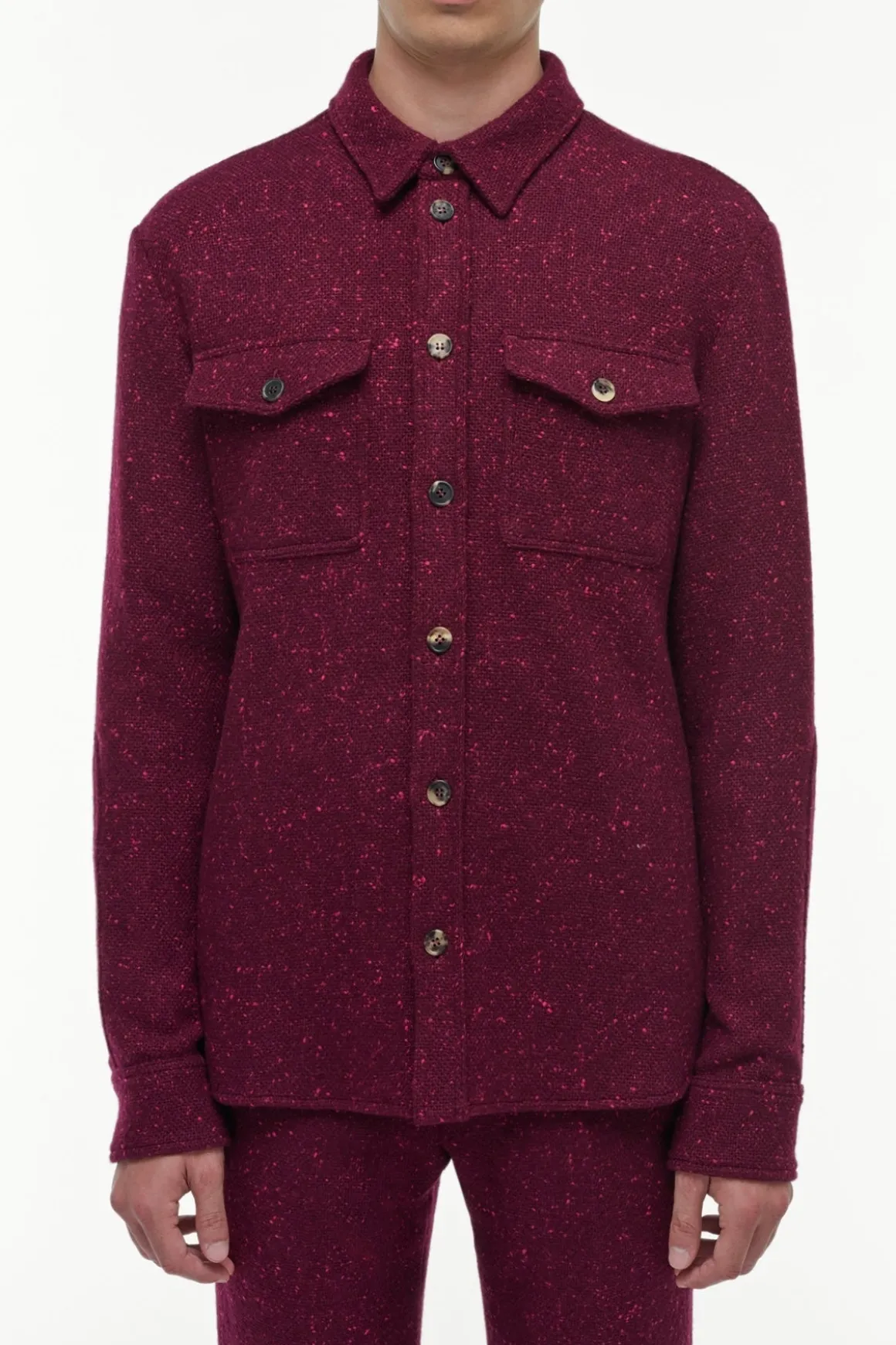 Lucas Overshirt in Bordeaux Speckled Cashmere