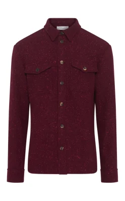 Lucas Overshirt in Bordeaux Speckled Cashmere
