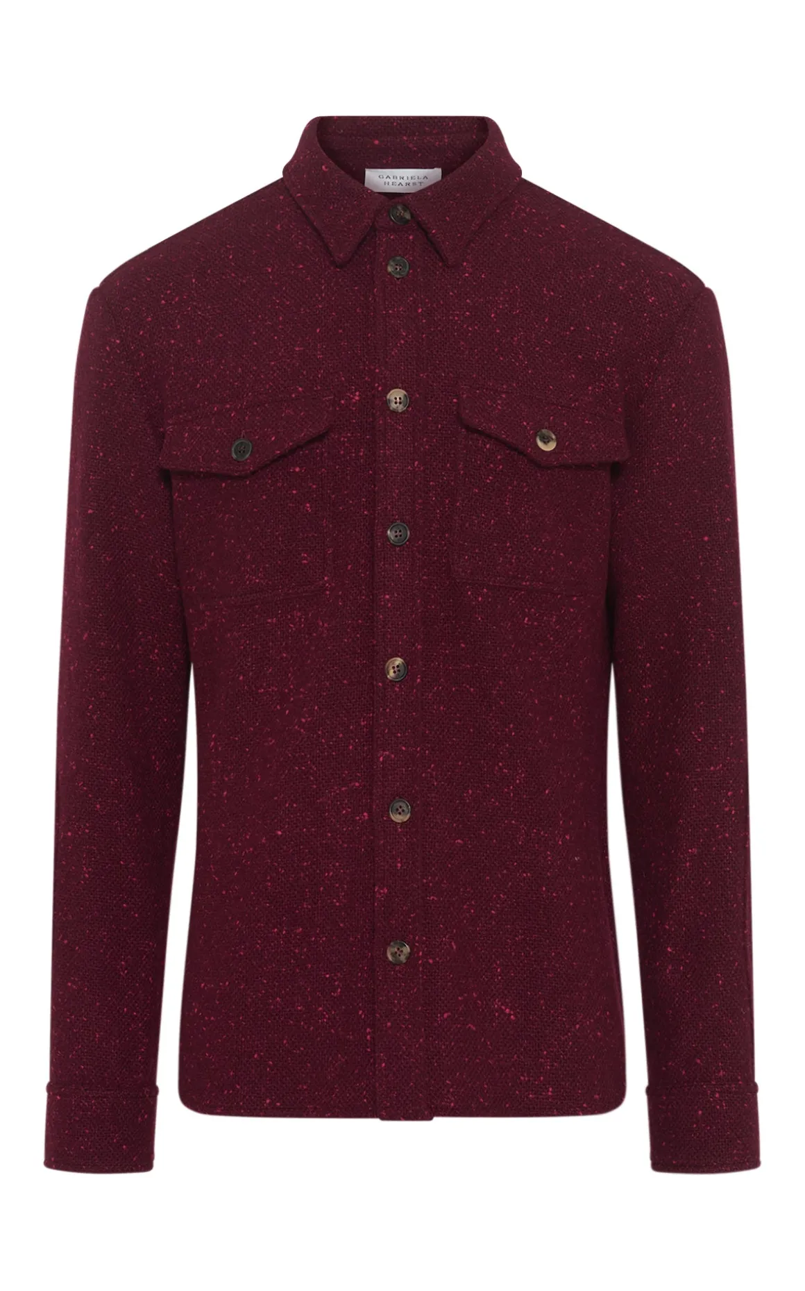 Lucas Overshirt in Bordeaux Speckled Cashmere