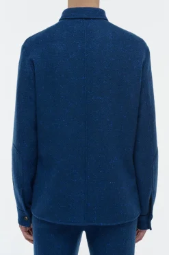 Lucas Overshirt in Electric Navy Speckled Cashmere