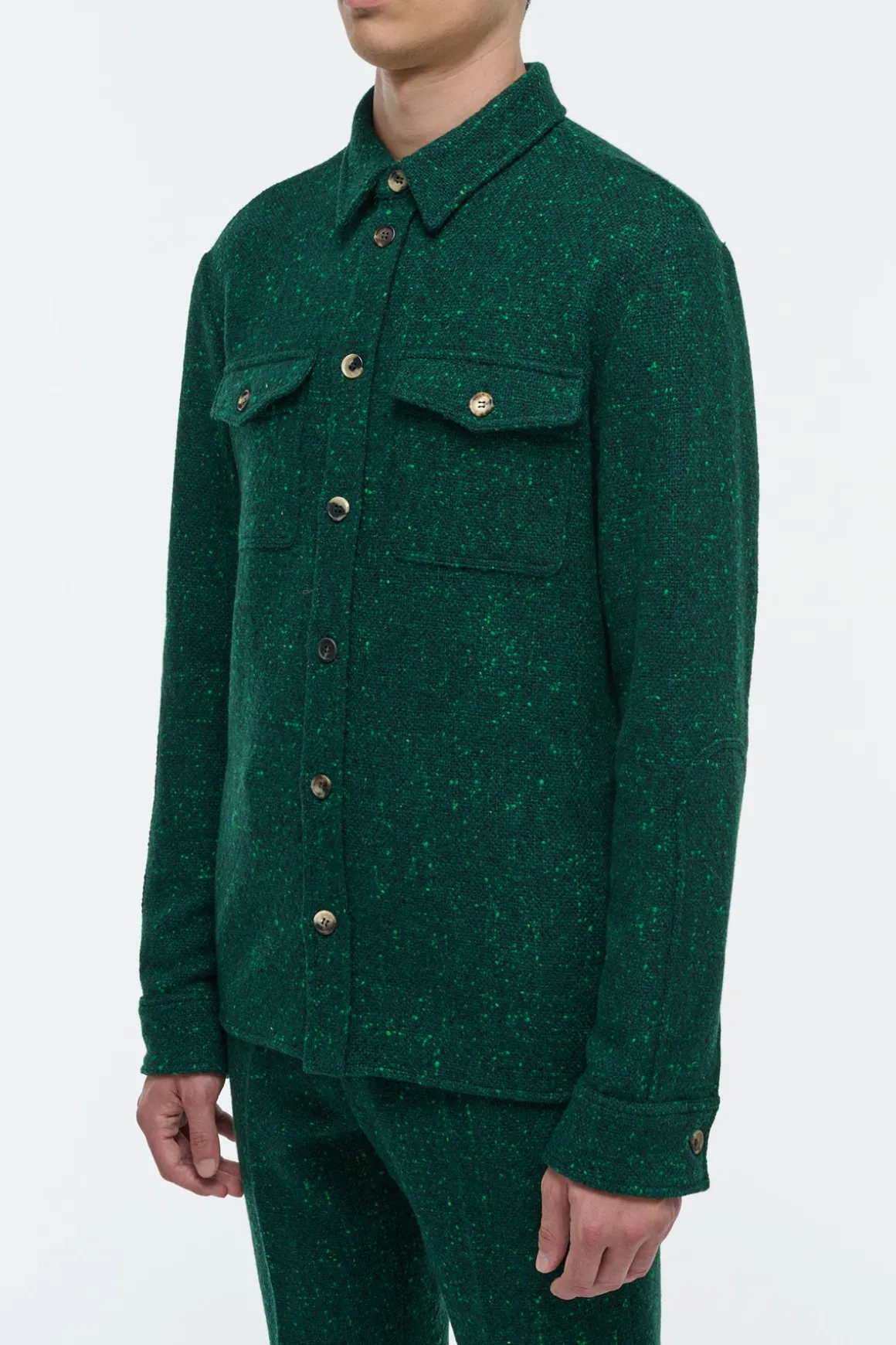 Lucas Overshirt in English Green Speckled Cashmere