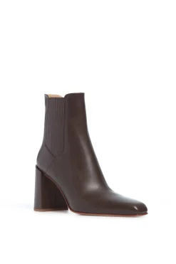 Luke High Heel Ankle Boot in Chocolate Leather