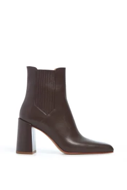 Luke High Heel Ankle Boot in Chocolate Leather