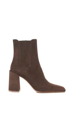 Luke High Heel Ankle Boot in Chocolate Suede