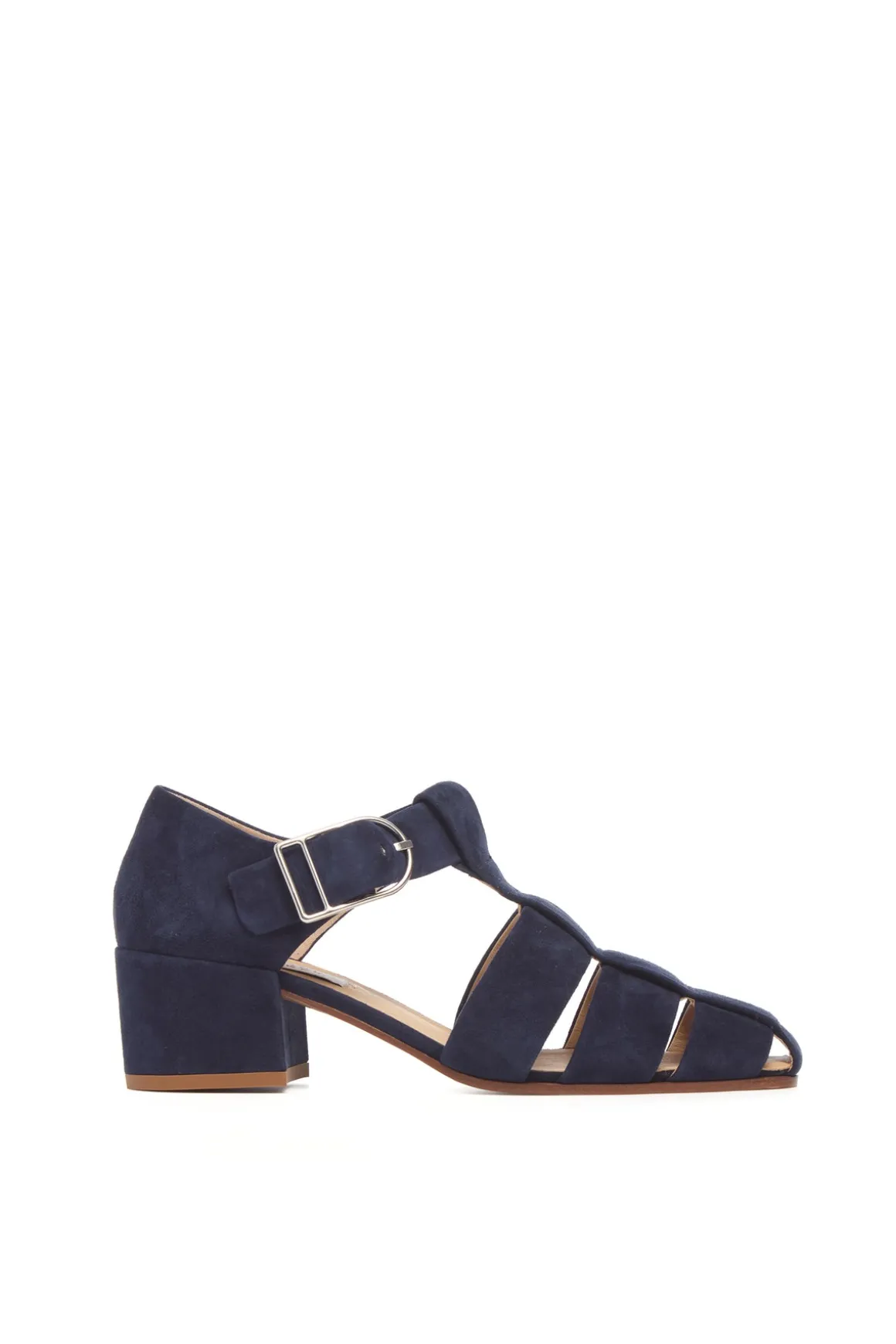 Lyle Block Heel Pump Sandal in Electric Navy Suede