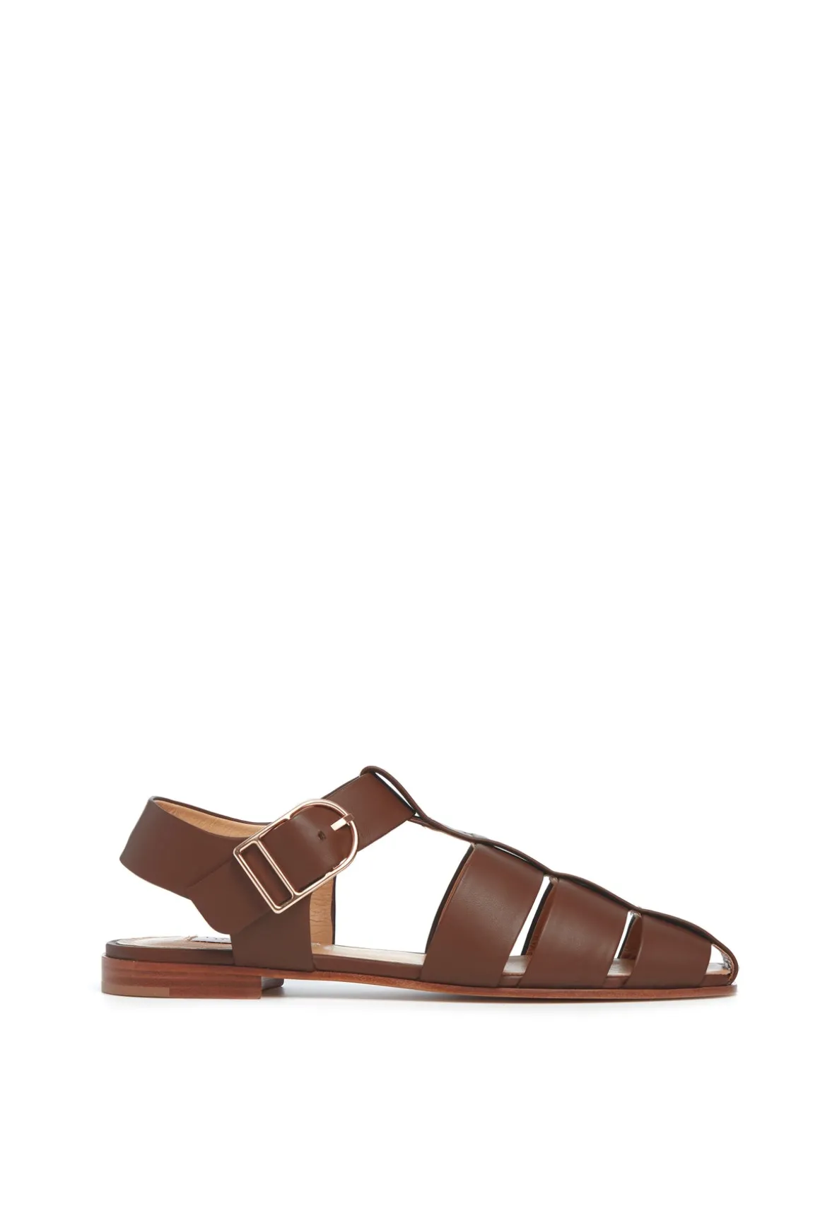 Lynn Flat Sandal in Chocolate Nappa Leather