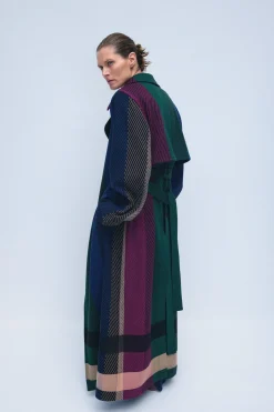 Lyra Trench Coat in Multi Cashmere