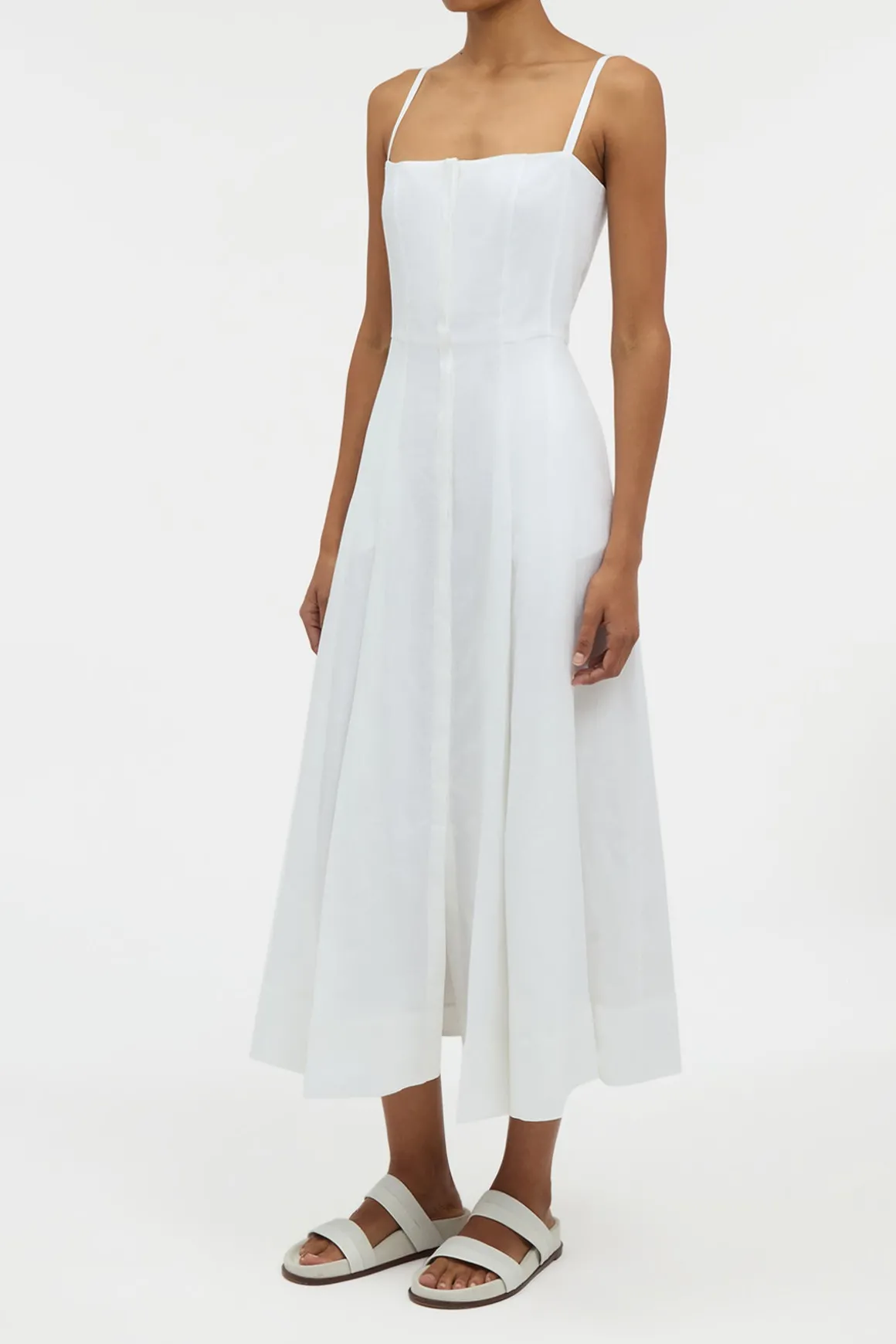 Magritte Dress in White Aloe Linen