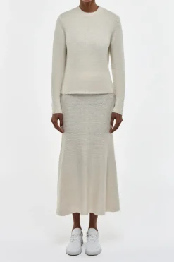Manni Knit Maxi Skirt in Ivory Cashmere
