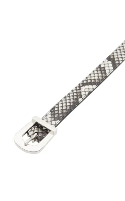 Marija Buckle Belt in Black & White Inversa™ Snakeskin