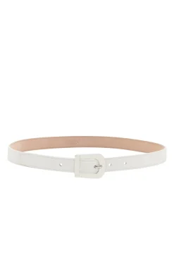 Marija Buckle Belt in Ivory Leather