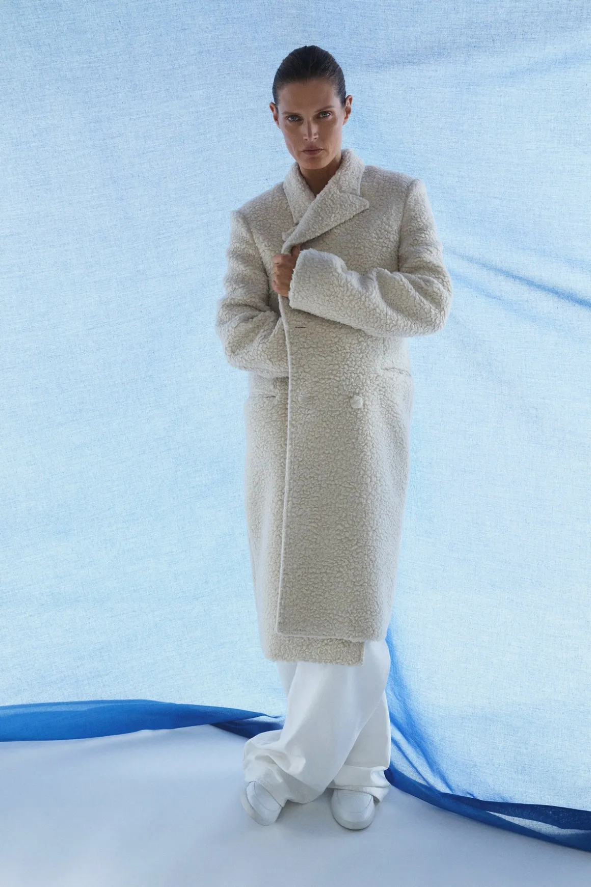 Mcaffrey Coat in Ivory Cashmere Silk