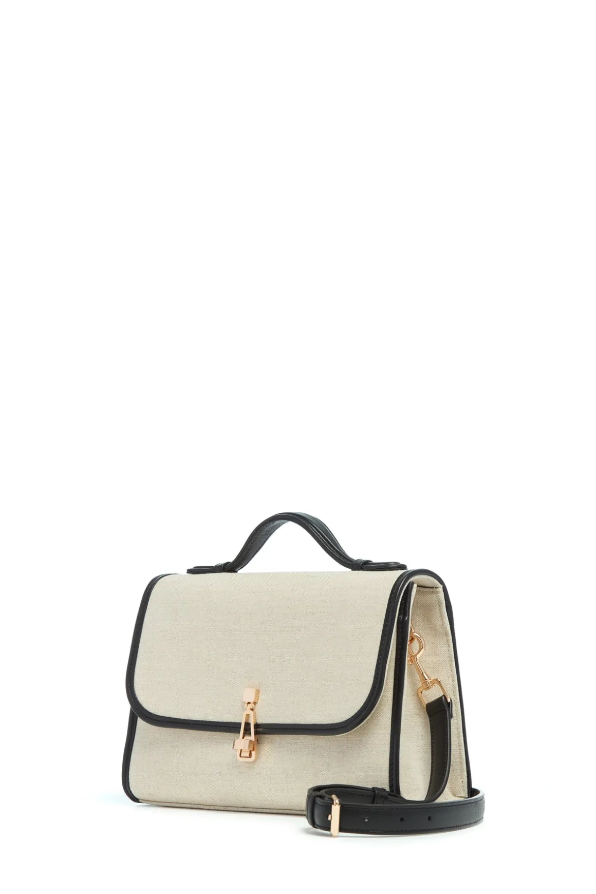 Medium Leonora Flap Bag in Beige Linen