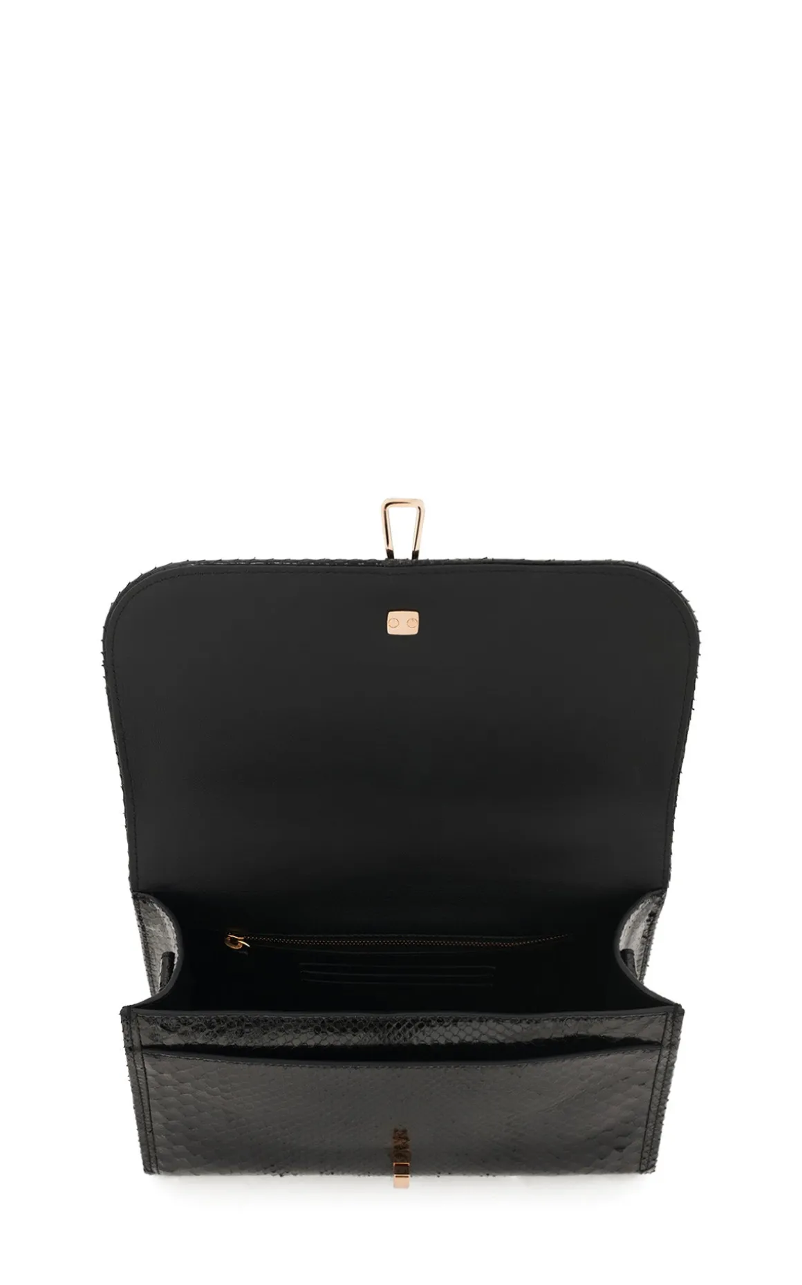 Medium Leonora Flap Bag in Black Snakeskin